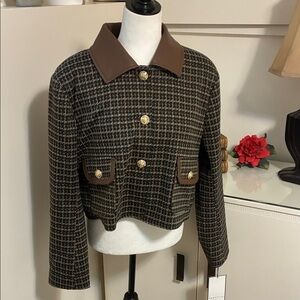 Bagatelle Brown Plaid Blazer with Gold Buttons NWT Size XL
